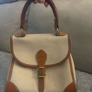 Dooney & Bourke Cream and Tan Leather Top-Handle Satchel